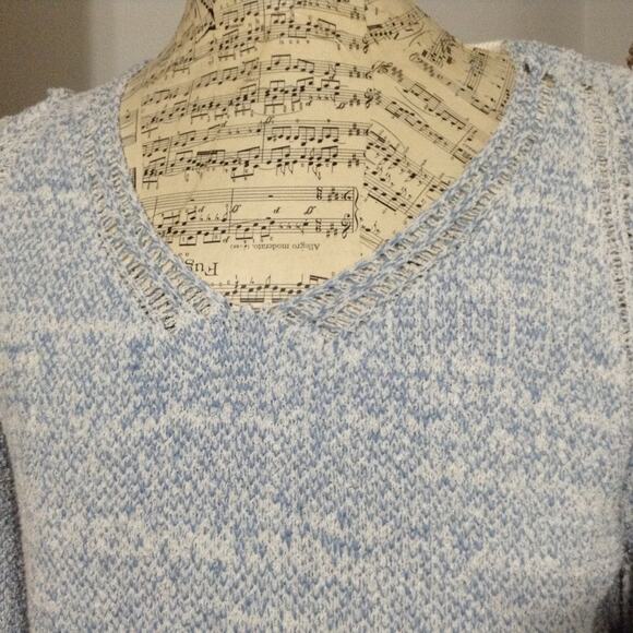Free People Sweaters - Free People Womens Sweater Blue Large Pullover White Cuff Loose Knit